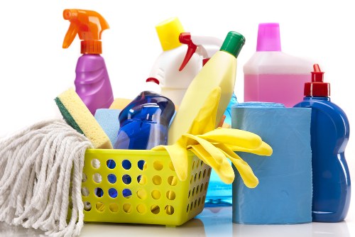 Cleaner resetting a Westminster serviced apartment between guest stays