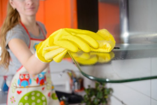 Professional cleaner working in a Westminster kitchen
