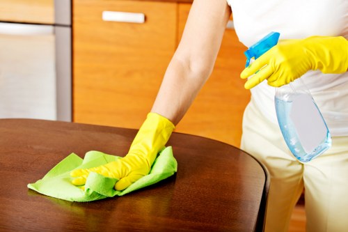 Local Westminster cleaning team working in a managed building with access challenges